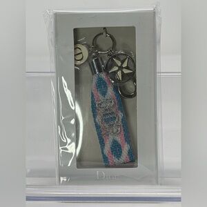 Dior Keychain with Blue and Pink Accents